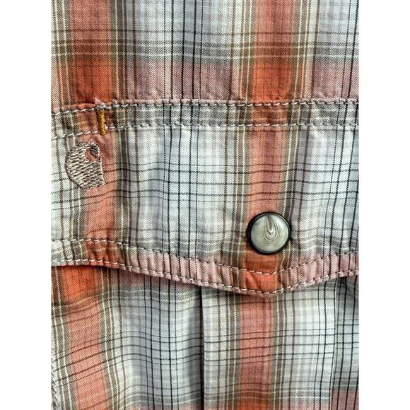 Carhartt Relaxed Fit Orange Plaid Short Sleeve Pearl Snap‎ Men's Size Large - Picture 5 of 8